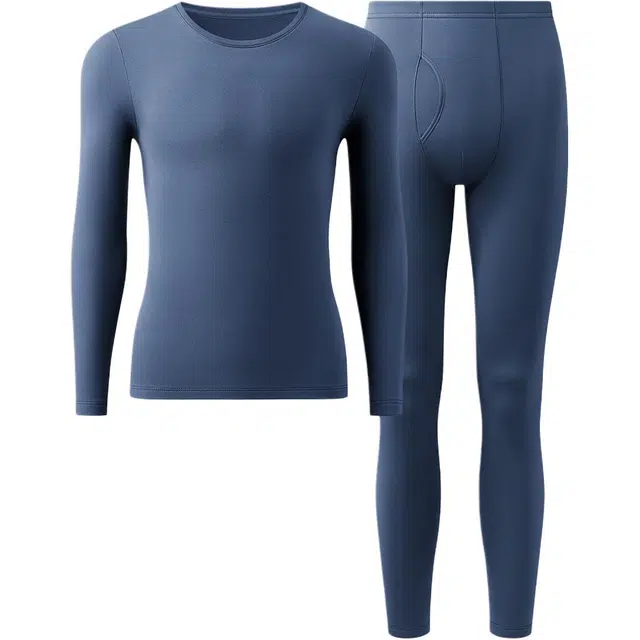 浪莎 柔软亲肤无痕内搭舒适透气极简风居家长袖长裤保暖套装 男款