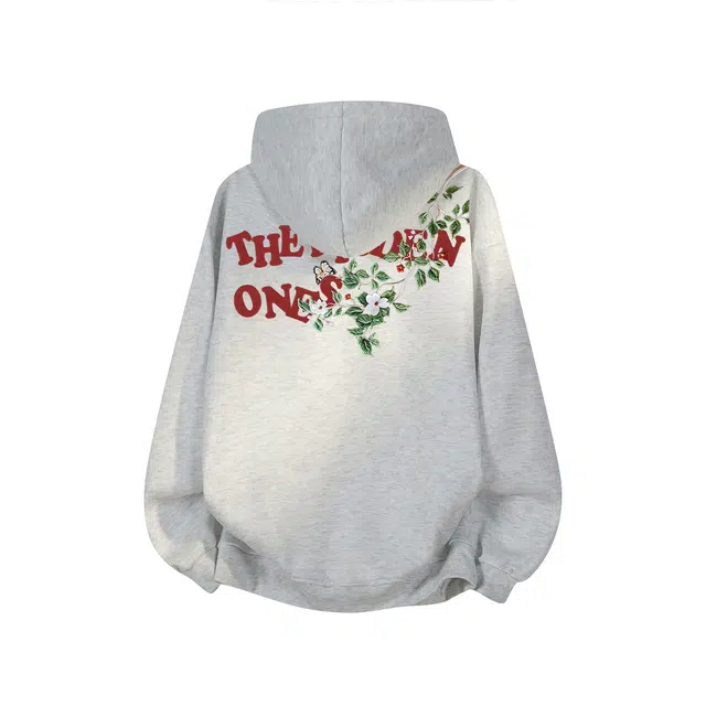 一人之下 美式高街【甄选亲肤优质面料】蝴蝶放刺绣植物花卉图案印花休闲宽松舒适百搭精选个性高级户外运动潮流长袖格纹连帽卫衣 男女同款