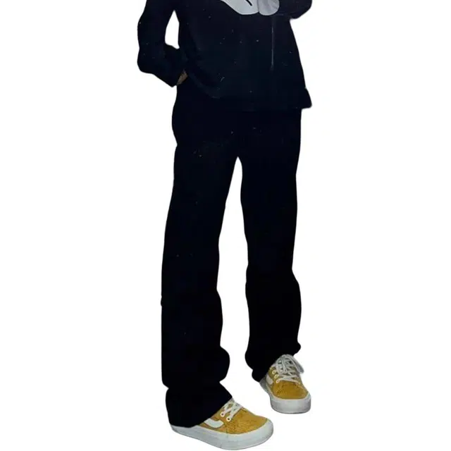 么宁 加绒黑色显瘦加长裤子女高个子拖地直筒牛仔裤 女款