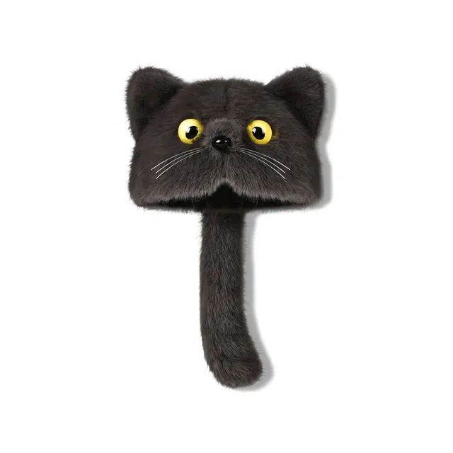 【小猫模拟器~秋冬入】 攸委 卡通可爱黑灰搞怪猫咪绒线帽子女冬季加厚保暖 涤纶 柔软时尚百搭创意学生包头帽雷锋帽 男女同款情侣款