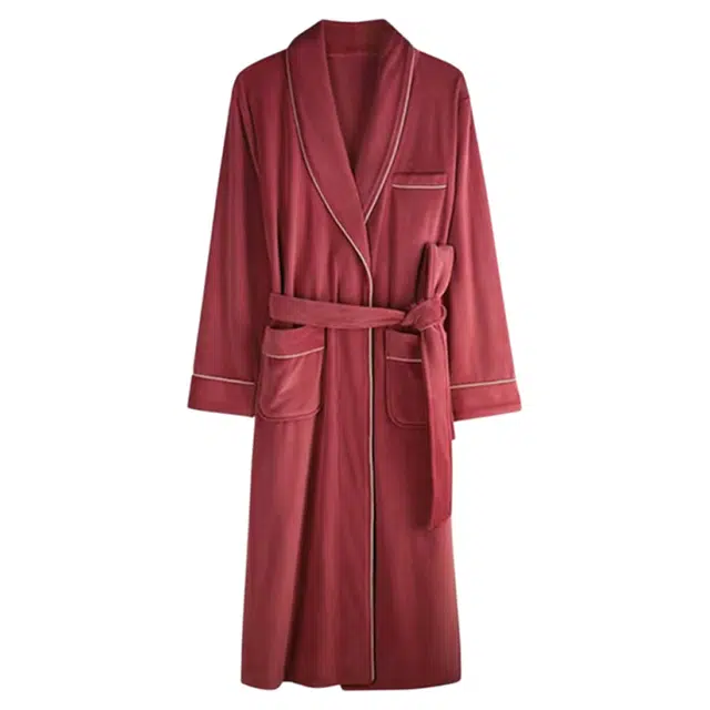 潞优野 高级舒适珊瑚绒家居服秋冬季加厚加绒垂顺睡衣红色新婚本命年海岛绒 睡袍/浴袍 女款