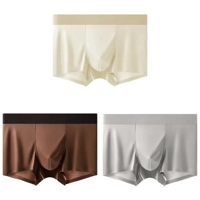 皇室品轩 无痕凉感速干冰丝男士桑蚕丝抗菌裆透气四角裤平角内裤 男款