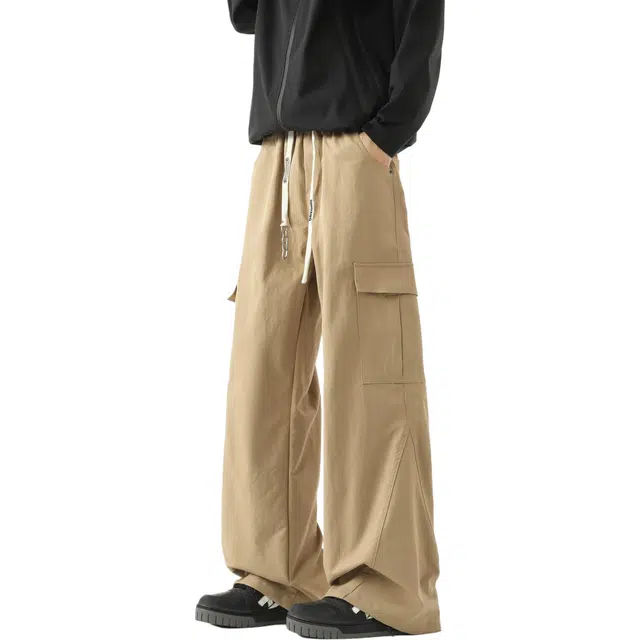 敦煌博物馆 美式复古微喇大码多口袋工装长裤城市通勤户外运动百搭休闲裤 男女同款