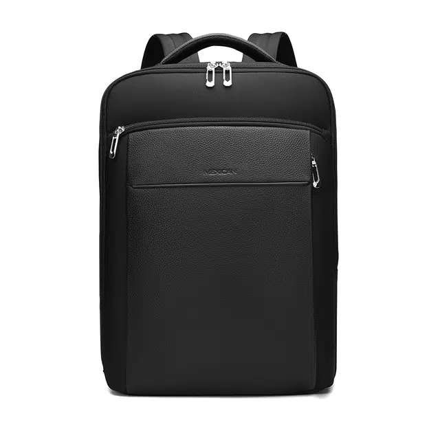 稻草人 轻便出行大容量商务多口袋电脑背包 牛皮 双肩包 常规 男款 黑色