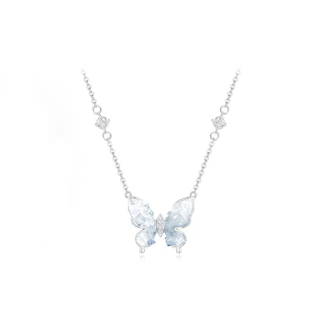 【S999足银&浪漫福蝶】 雅谷 接住幸福的蝴蝶 纯洁气质 甜蜜爱情 轻奢简约高级感甜美小清新 闪耀惊喜礼盒 琉璃 玉石项链 女款