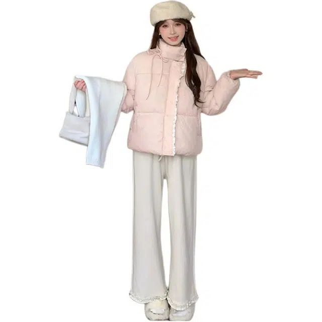 丝絮丝绸 韩版甜美可爱立领保暖舒适外套棉服 女款