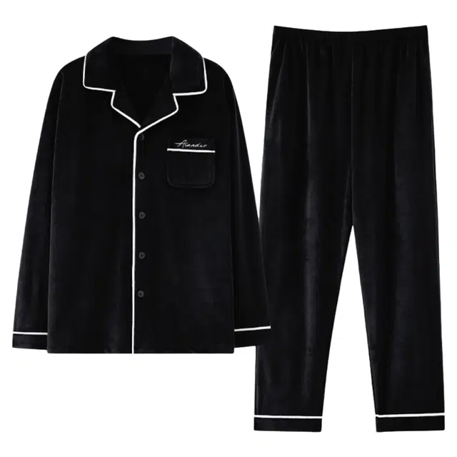 潞优野 轻奢简约海岛绒家居服可外穿秋冬季珊瑚绒加厚加绒防寒保暖法兰绒睡衣套装 男款