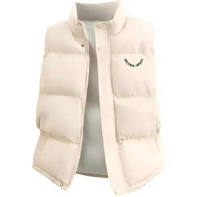 图兰朵 美式高街复古纯色字母印花休闲运动松百搭外穿舒适宽加厚保暖无袖坎肩立领外套棉马甲 男女同款