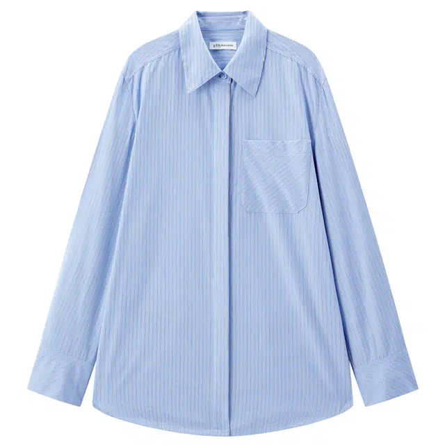 太平鸟 冬季内搭磨毛合体长袖宽松时尚衬衫 女款