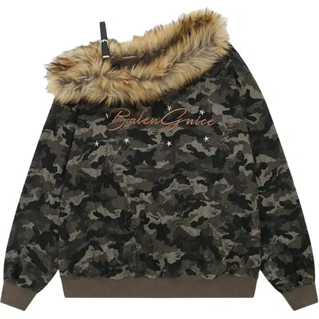 Fusheng Vintage Camo Shoulder Sweatshirt