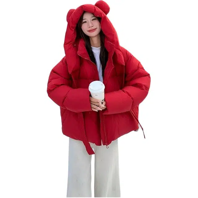 丝絮丝绸 冬季韩版宽松可爱学院风加厚保暖外套棉服 女款