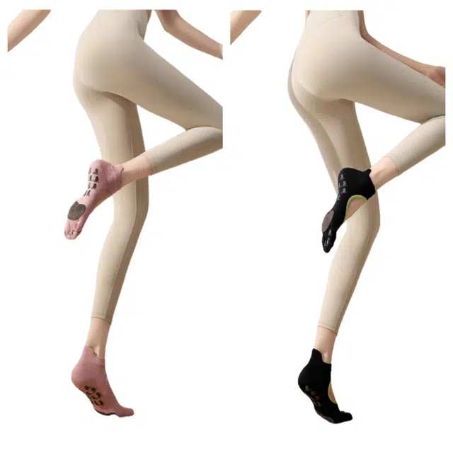 皇室品轩 秋冬季时尚运动牛皮防滑分趾袜短款露背透气普拉提袜瑜伽袜篮球袜 女款