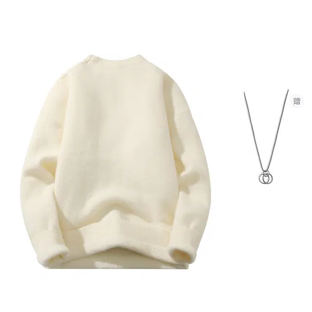 吾皇猫 软糯慵懒风宽松保暖基础款打底衫日常加厚百搭柔软舒适圆领套头毛衣 男女同款