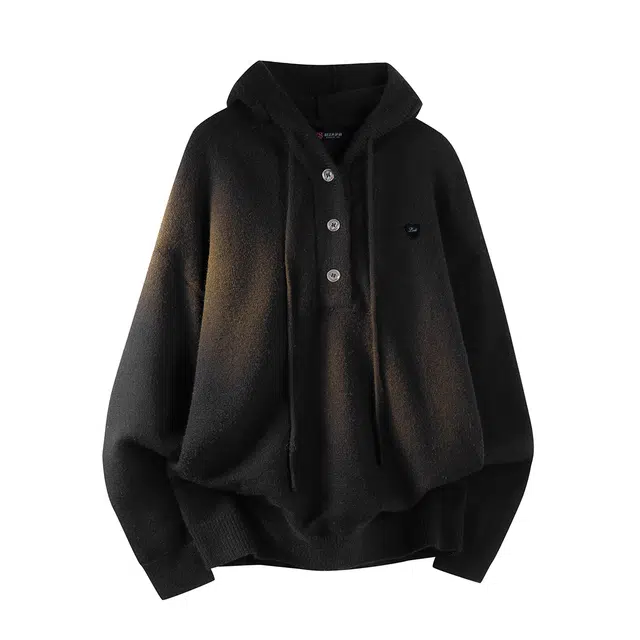 暴走的萝莉 复古潮流简约基础款纯色品牌字母爱心车标设计时尚休闲无性别主义日常通勤宽松落肩连帽毛衣 男女同款