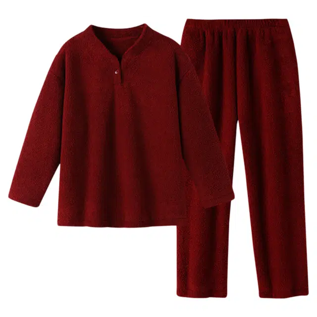 潞优野 高质感喜庆珊瑚绒家居服秋冬季慵懒风加绒加厚本命年法兰绒结婚长袖长裤睡衣套装 女款