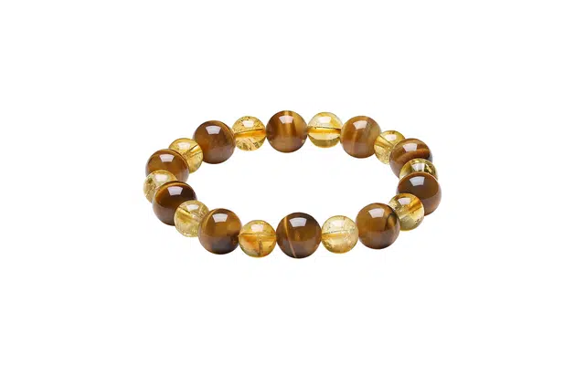 周六福 黄晶串晶光奏鸣粉白晶超七紫半宝招财天然 黄水晶 手串 女款