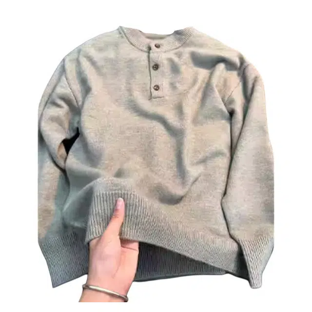 单爵 美式复古亨利领毛衣男款针织衫 男女同款