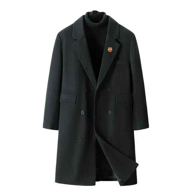 巴塞罗那足球俱乐部 毛呢款秋冬季潮痞帅高级感中长款过膝衣外套大衣 男女同款