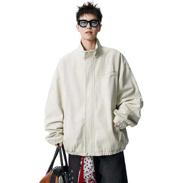 爱爸爸 秋季做旧工装美式复古水洗宽松夹克外套 男女同款