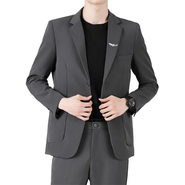 大白鲨 休闲西服男青年韩版潮流痞帅气上衣港风潮牌轻商务单西外套西装 男款