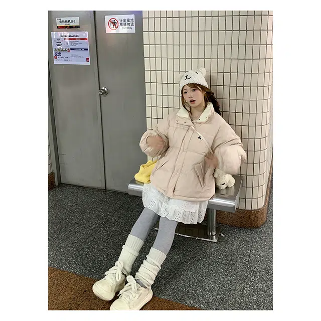 丝絮丝绸  韩版宽松立领温暖舒适百搭棉衣棉服 男女同款