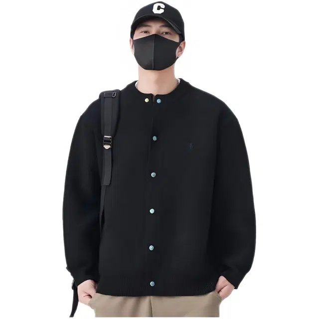 木木兔 美式复古潮牌拼接撞色宽松休闲慵懒风针织衫青少年外套 男款