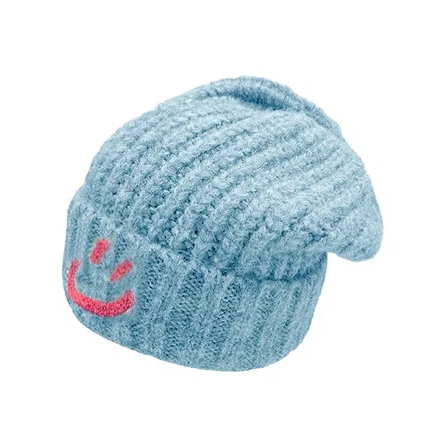 浪莎 甜美可爱卡通笑脸日系冷帽出街通勤百搭时尚潮流包头帽 聚酯纤维 绒线帽 男女同款情侣款