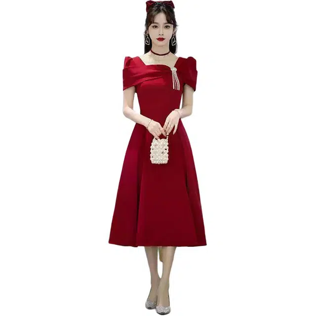 邦固依品 敬酒服秋冬季款长袖新娘气质显瘦订婚回门结婚日常可穿连衣裙礼服 女款