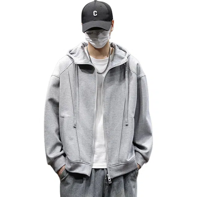 潮人榜 美式复古重磅工装外套男冬季宽松潮牌弹力运动连帽休闲上衣夹克 男款