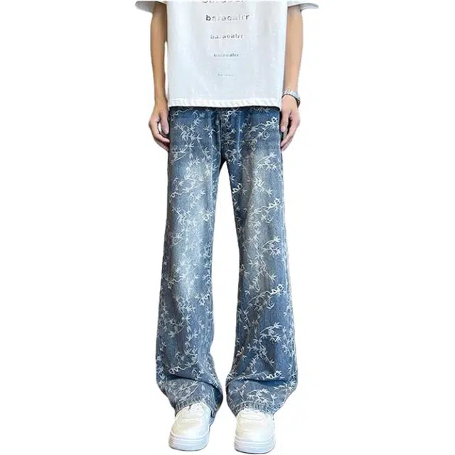 爱爸爸 夏季高街长裤子美式潮流百搭时尚简约经典有范个性风格直筒牛仔裤 男款