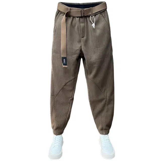 半空山 纯色简约高克重潮流拼接宽松百搭舒适小脚工装运动休闲裤 男女同款