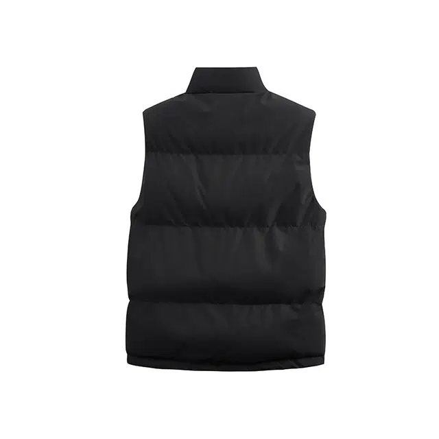 图兰朵 美式潮牌复古学院风纯色立领字母印花无袖保暖背心外套潮流宽松百搭日常通勤加厚舒适休闲棉马甲 男女同款