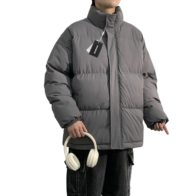 左岸 秋冬加厚保暖立领面包服棉衣加肥加大码胖子装宽松简约纯色港风潮牌棉袄外套棉服 男款