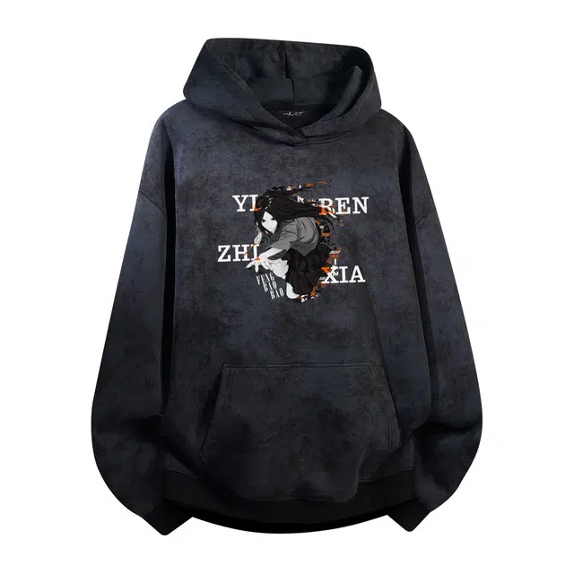 一人之下 创意美式高街扎染艺术字母印花设计简约潮流时尚舒适学生党宽松百搭随性透气通勤高级感基础款长袖套头卫衣 男女同款