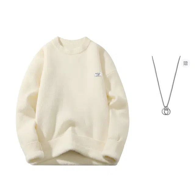 吾皇猫 软糯慵懒风宽松保暖基础款打底衫日常加厚百搭柔软舒适圆领套头毛衣 男女同款