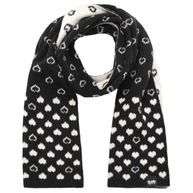 肯默 保暖爱心提花简约时尚 腈纶 绒线围巾 男女同款情侣款