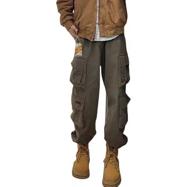 北欧攻略 美式高街哈伦裤潮牌束脚裤加绒加厚休闲宽松大码长裤亲肤柔软日系复古工装裤 男女同款