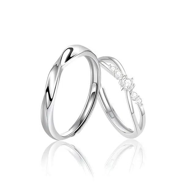 【S999纯银|吸金】 琉堇 钟久久莫比乌斯环环相扣百搭日常简约开口可调节对戒蛇年配饰#桃花运 足银 戒指 男女同款情侣款