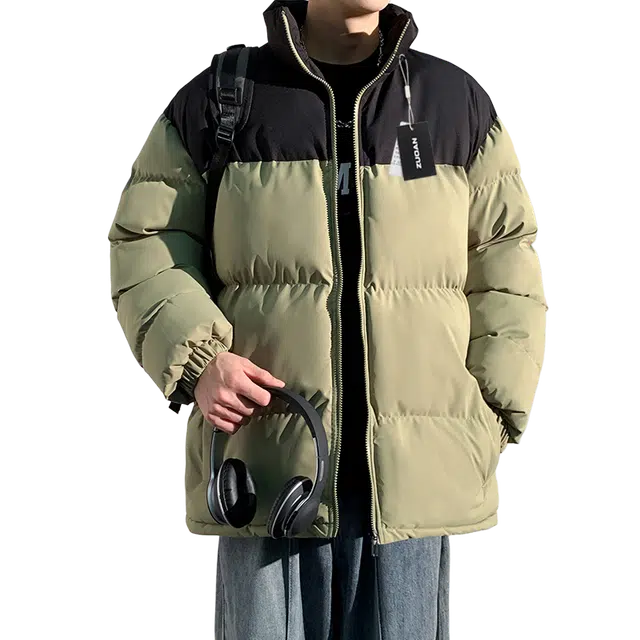 左岸 秋冬加厚港风棉衣立领面包服保暖宽松简约熊猫撞色拼接潮牌棉袄外套棉服 男女同款