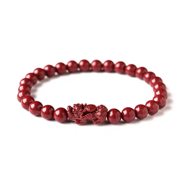 灵菲 迎财兽 纳财貔貅 紫金砂貔貅手链 平安转运新中式 佛珠文玩本命年 朱砂 玉石手串 女款 朱砂 礼物送女生 女朋友闺蜜妈妈 生日