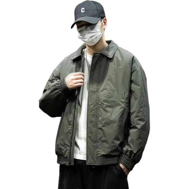 潮人榜 美式复古工装夹克男冬季宽松大码翻领棉衣外套潮牌痞帅上衣棉服 男款