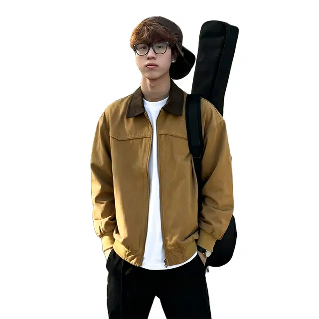 唐启 巴恩风外套秋季美式水洗帆布翻领棒球服底特律工装夹克 男女同款