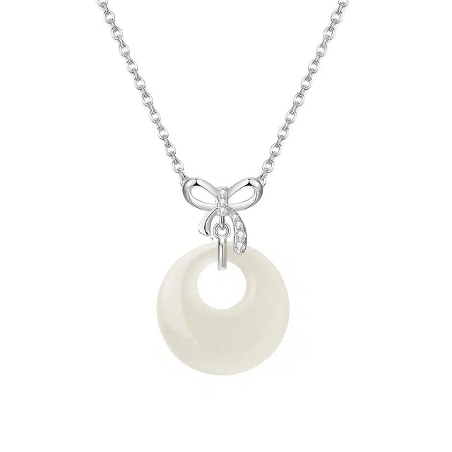 老庙 吉祥平安美好祝福 新中式简约经典时尚设计 精致清冷感高级百搭显白显气质 可调节锁骨链 玉髓 项链 女款