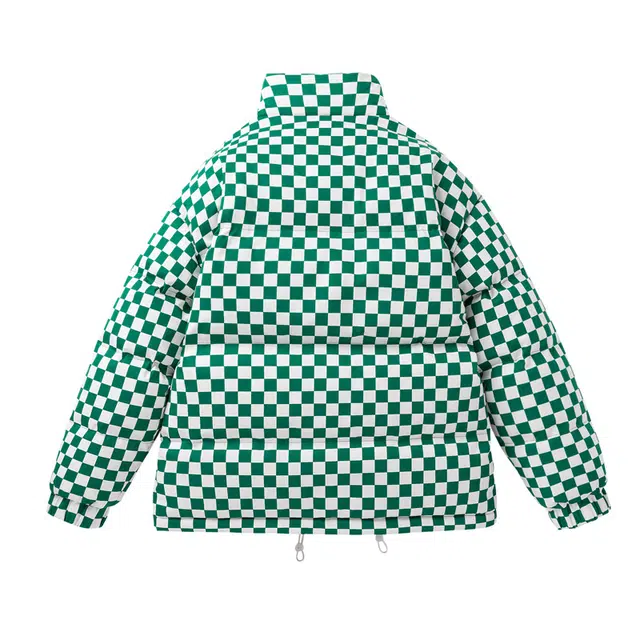 棉基因 冬季棋盘格撞色字母优质棉棒球服保暖高个小个子日系男简约潮流夹棉袄子美式高街工装风青少年职场通勤学院风棉衣外套 男女同款