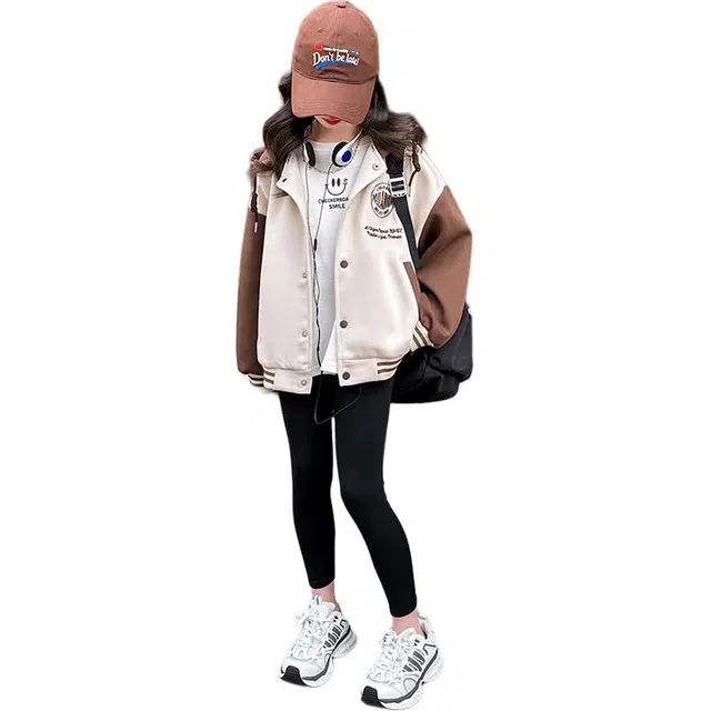 黑恐龙棒球服 外套春秋款女孩中大儿童秋季洋气上衣服潮