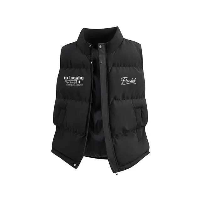 图兰朵 美式复古潮流宽松休闲舒适无袖运动坎肩百搭防寒保暖加厚立领棉马甲 男女同款