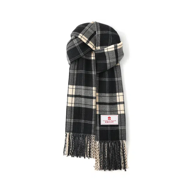 宫里的世界 经典格纹柔软亲肤百搭流苏 聚酯纤维 绒线围巾 男女同款情侣款