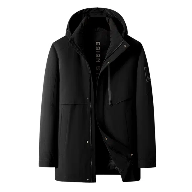 百胜狐 大码男装冬季休闲宽松连帽加厚保暖羽绒服 男款