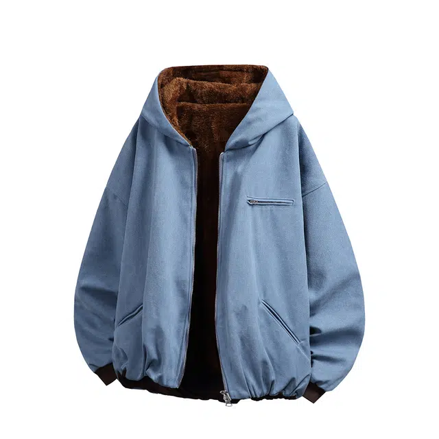 华夏儿女 冬季美式潮流复古高街时尚感纯色简约高级感日常百搭户外通勤无性别主义双拉链外套棉服 男女同款