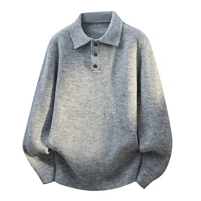 爱爸爸 纽扣纯色细条韩版休闲百搭简约卫衣 男款